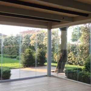 sliding and stacking patio door / wooden / double-glazed