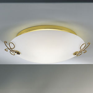 traditional ceiling light / round / glass / halogen