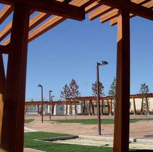 urban lamppost / contemporary / wooden / LED