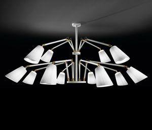 contemporary chandelier / brass / fabric / chrome