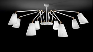 contemporary chandelier / brass / chrome / fabric