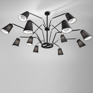 contemporary chandelier / fabric / chrome / brass