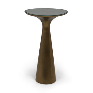 contemporary pedestal table / tempered glass / brass / oval