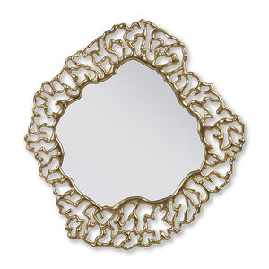 wall-mounted mirror / original design / mahogany / golden