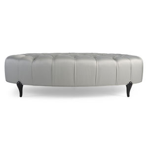 classic upholstered bench / leather / white