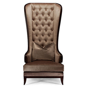 traditional armchair / leather / wing / high back