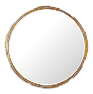 wall-mounted mirror / traditional / round / wooden