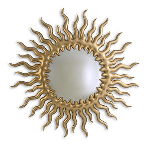 wall-mounted mirror / traditional / round / wooden