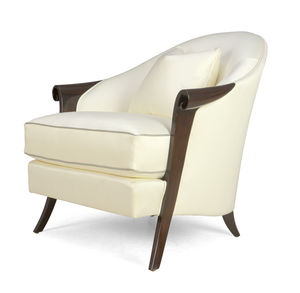 traditional armchair / fabric / solid wood
