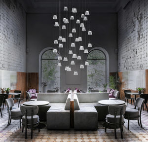 pendant lamp / contemporary / chromed metal / PMMA