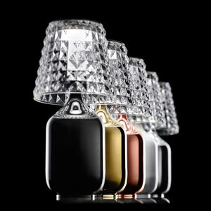 portable lamp / contemporary / chromed metal / PMMA