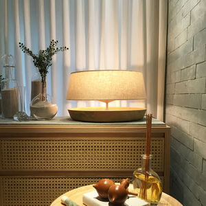 table lamp / contemporary / fabric / wooden