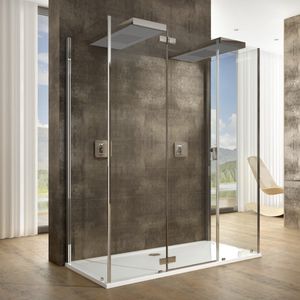 glass shower / rectangular / with hinged door