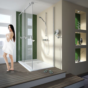 glass shower / corner / with sliding door