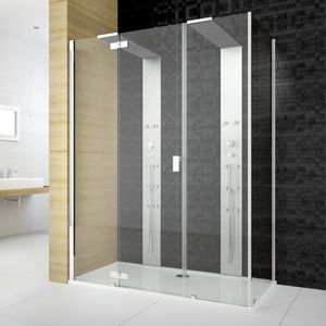 glass shower / corner / with hinged door