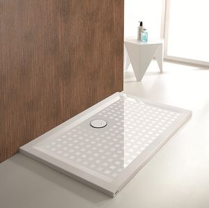 rectangular shower base / cast / with extra-flat drain / barrier-free