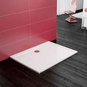 rectangular shower base / acrylic / with extra-flat drain / barrier-free