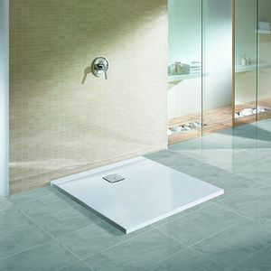 square shower base / acrylic / with extra-flat drain / barrier-free