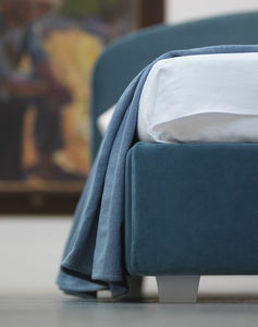 double bed / traditional / fabric / leather