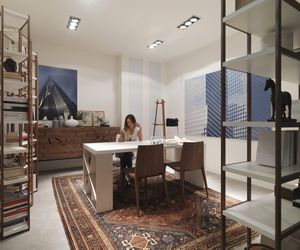 contemporary table / lacquered wood / rectangular / white