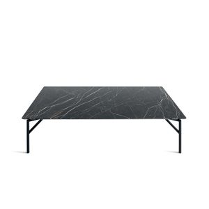 contemporary coffee table / metal / leather / marble