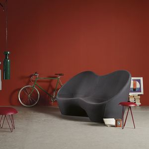 contemporary upholstered bench / fabric / with backrest / by Karim Rashid