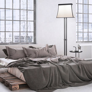 floor-standing lamp / contemporary / steel / fabric