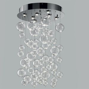 contemporary ceiling light / round / glass / metal