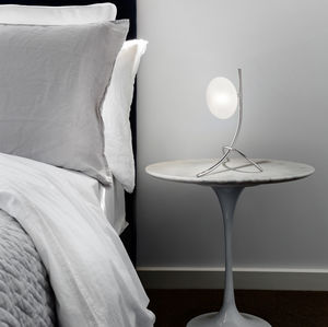 table lamp / contemporary / chromed metal / glass