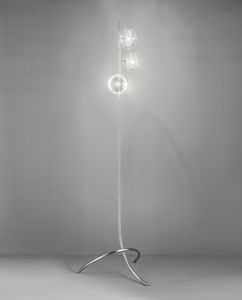 floor-standing lamp / contemporary / chromed metal / glass