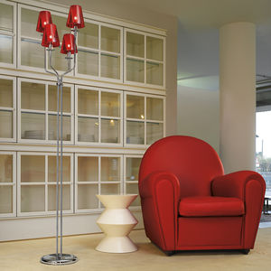 floor-standing lamp / contemporary / glass / red