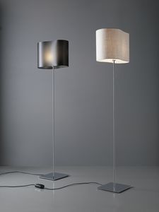 floor-standing lamp / contemporary / chromed metal / fiberglass