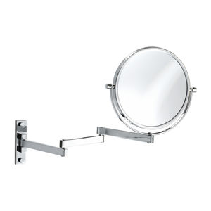 wall-mounted bathroom mirror / contemporary / round / chrome-plated brass