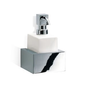 wall-mounted soap dispenser / chrome-plated brass / manual