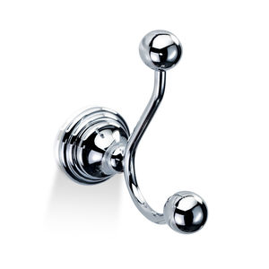 contemporary coat hook / chrome-plated brass / gold-plated brass / double