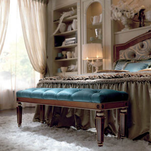 traditional upholstered bench / fabric / wooden / blue