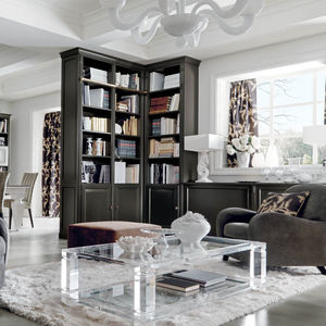 traditional coffee table / glass / rectangular / transparent
