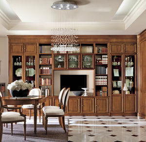 traditional living room wall unit / walnut