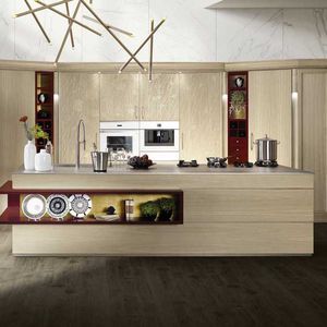contemporary kitchen / metal / wooden / island