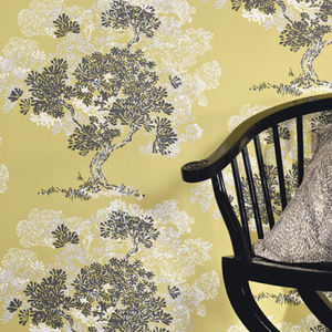 contemporary wallpaper / floral / fabric look / gray
