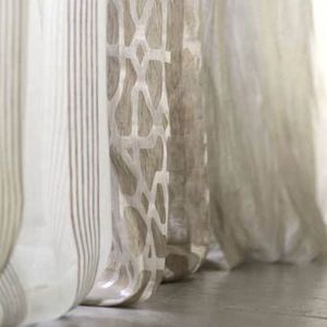 patterned sheer curtain fabric / linen / polyester / washable