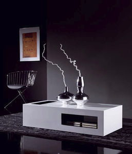 contemporary coffee table / lacquered wood / rectangular / with storage compartment