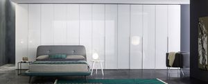 contemporary wardrobe / lacquered glass / melamine / with swing doors