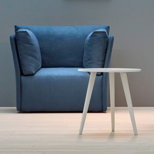 contemporary armchair / fabric / leather / black