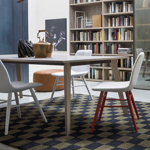contemporary chair / upholstered / fabric / wooden