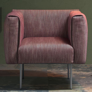 contemporary armchair / fabric / leather / black