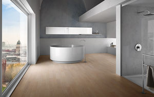 solid parquet floor / glued / brushed / varnished