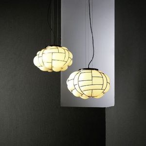 pendant lamp / original design / metal / blown glass
