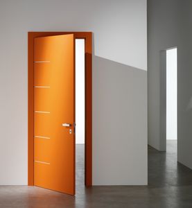 indoor door / two-way / wooden / stainless steel
