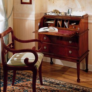 traditional secretary desk / wooden / leather / with storage